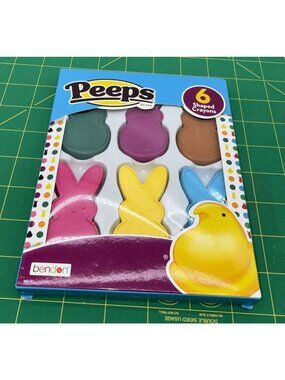 2024 Peeps Easter Bunny Shaped Crayons 6 pk NIP
